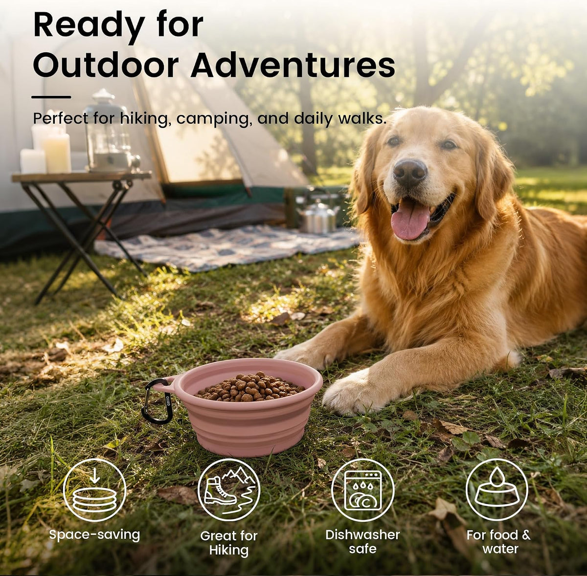 OHMO Collapsible Dog Bowls for Pet Travel, Coral&Brick Red - 2x27oz / Erythrinus&Coral - image 4