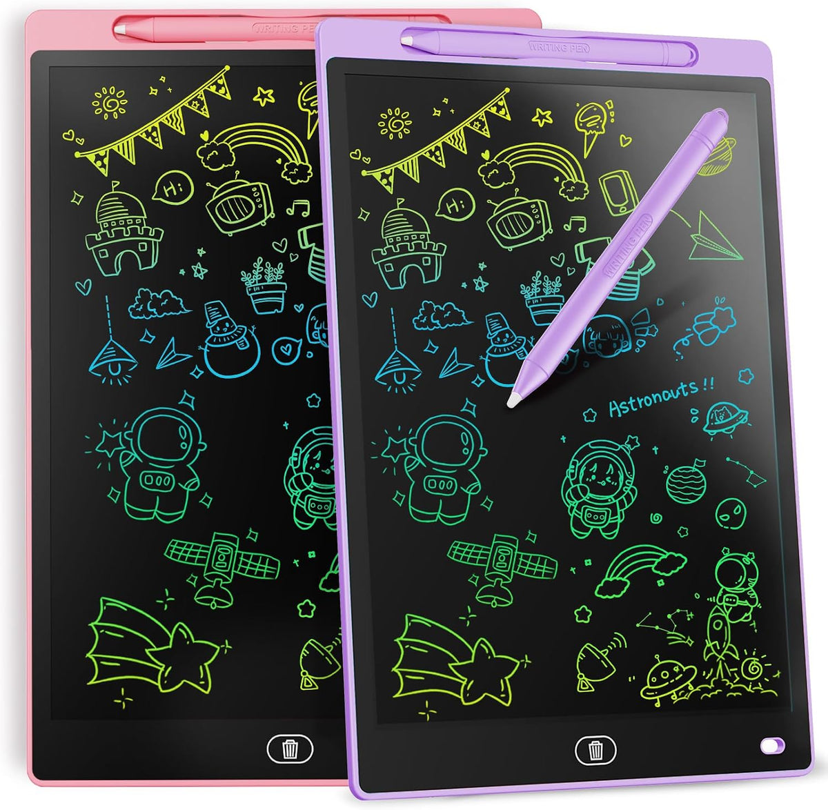 [2 Pack] Genialba LCD Writing Tablet 10-Inch Colorful Doodle Board - Purple & Pink / 12 Inch / 2