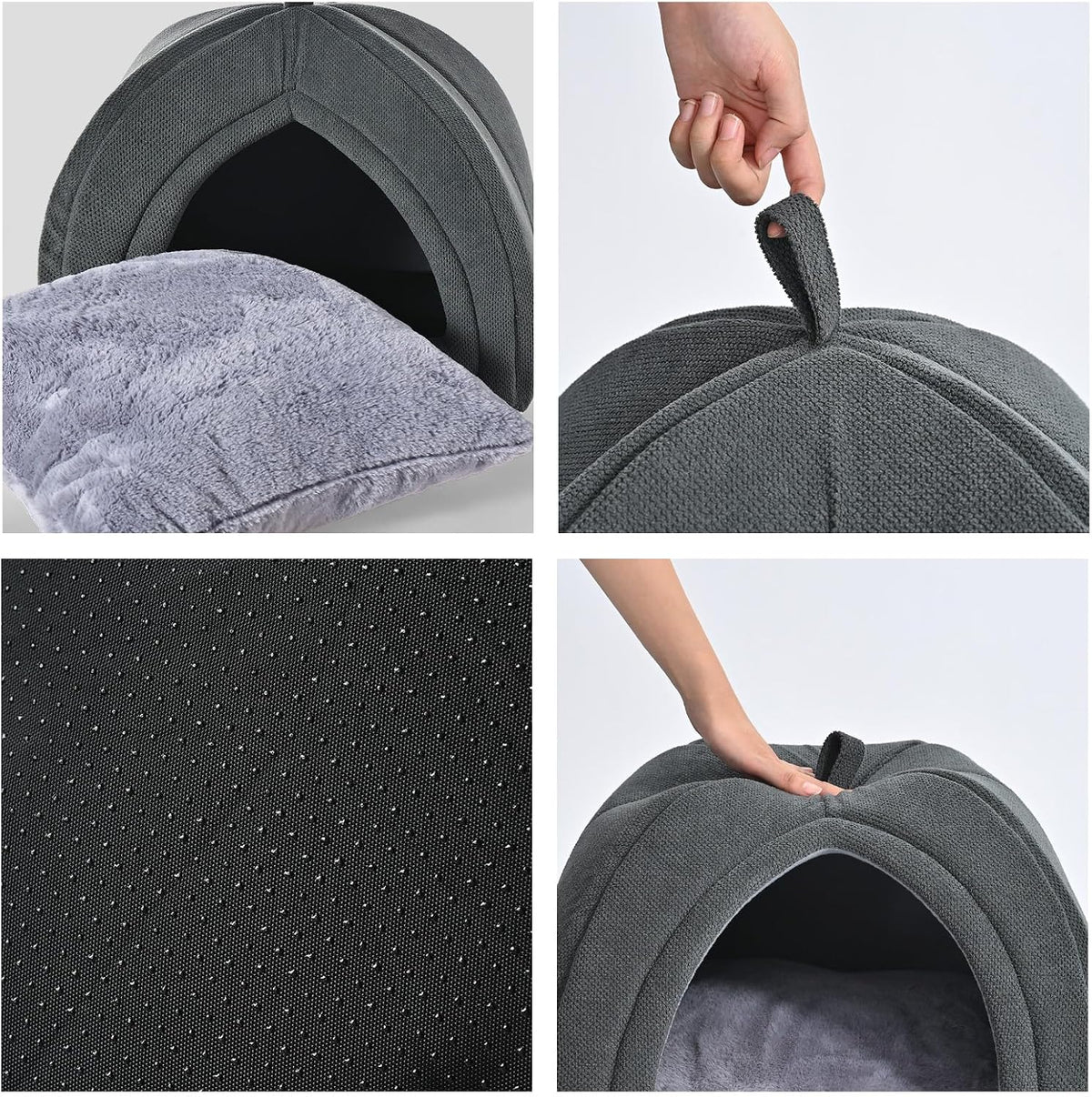 Amazon Basics Cat Bed Cave - Grey / L-17.5"×17.5"×17.5" - image 2