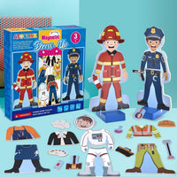Atoylink Wooden Magnetic Dress up Dolls Pretend Play Set 40+ Pcs - Boy - image 3