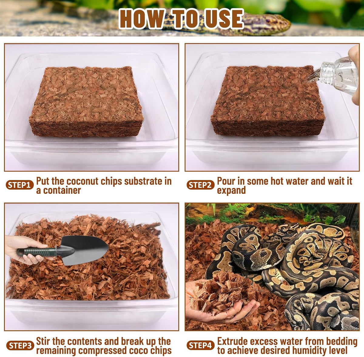 10LB Coconut Husk Chip for Reptiles - 1 Pack-10LB - image 3