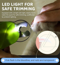 Pet Nail Clipper with Light for Cats & Small Dogs Puppies, Ultra Bright LED to Illuminate Nail Bloodline to Avoid Over Cutting, Extra-Sharp and Durable Cat Claw Trimmer with Nail File (Green)