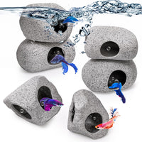 6 Pack Aquarium Decoration Rock Caves, Betta Fish Tank Hideaway