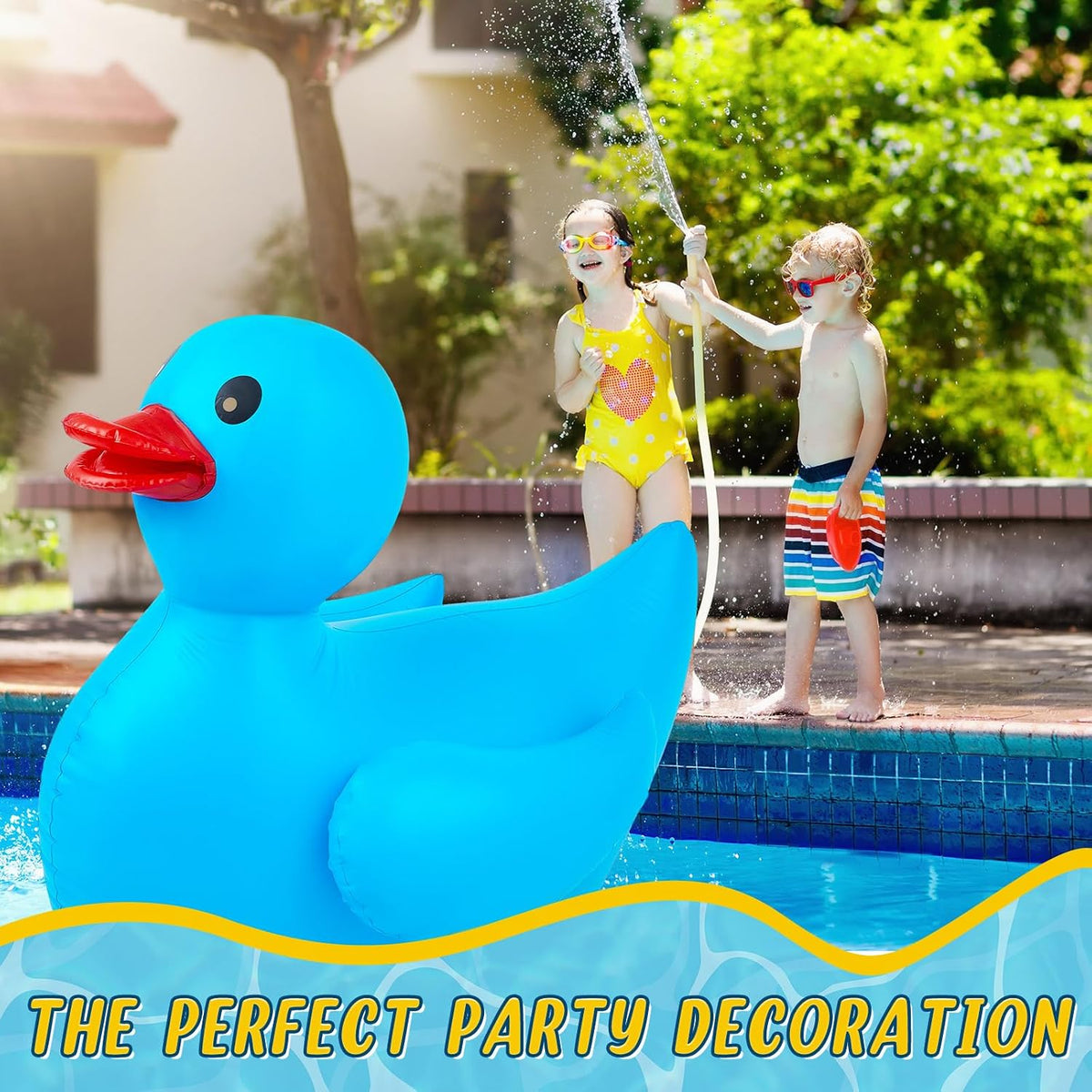 Hungdao 1 Pack 4 Feet Giant Inflatable Duck Pool Float - Blue / 2 - image 4