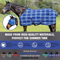 Kensington Fly Mask with Fleece Trim for Horses — Protects Face and Eyes Helps Block Sun Rays While Allowing Full Visibility — Breathable and Non Heat Transferring