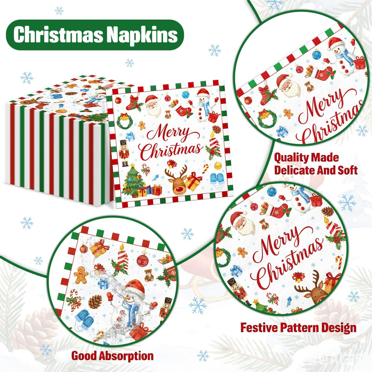 100Pcs Butterfly Napkins, Fairy Napkin - White Christmas - image 3