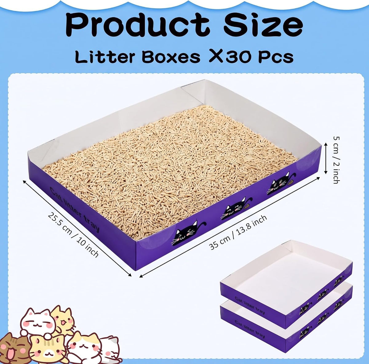 Amyhill 30 Pack Disposable Cat Litter Box Paper Pet Trays - Dark Purple - image 2