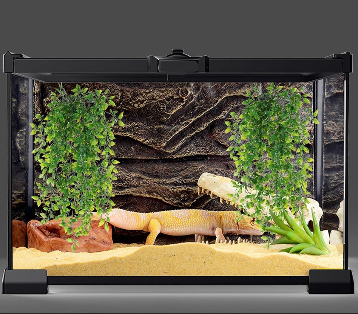 HERCOCCI Reptile Plants, 2 Pack Terrarium Hanging Plants Vines Artificial Leaves Habitat - 4 Pack - image 2