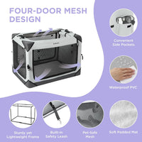 Lesure Portable Soft Collapsible Dog Crate for Large Dogs - Light Grey / 36.0"L x 23.0"W x 25.0"H - image 4
