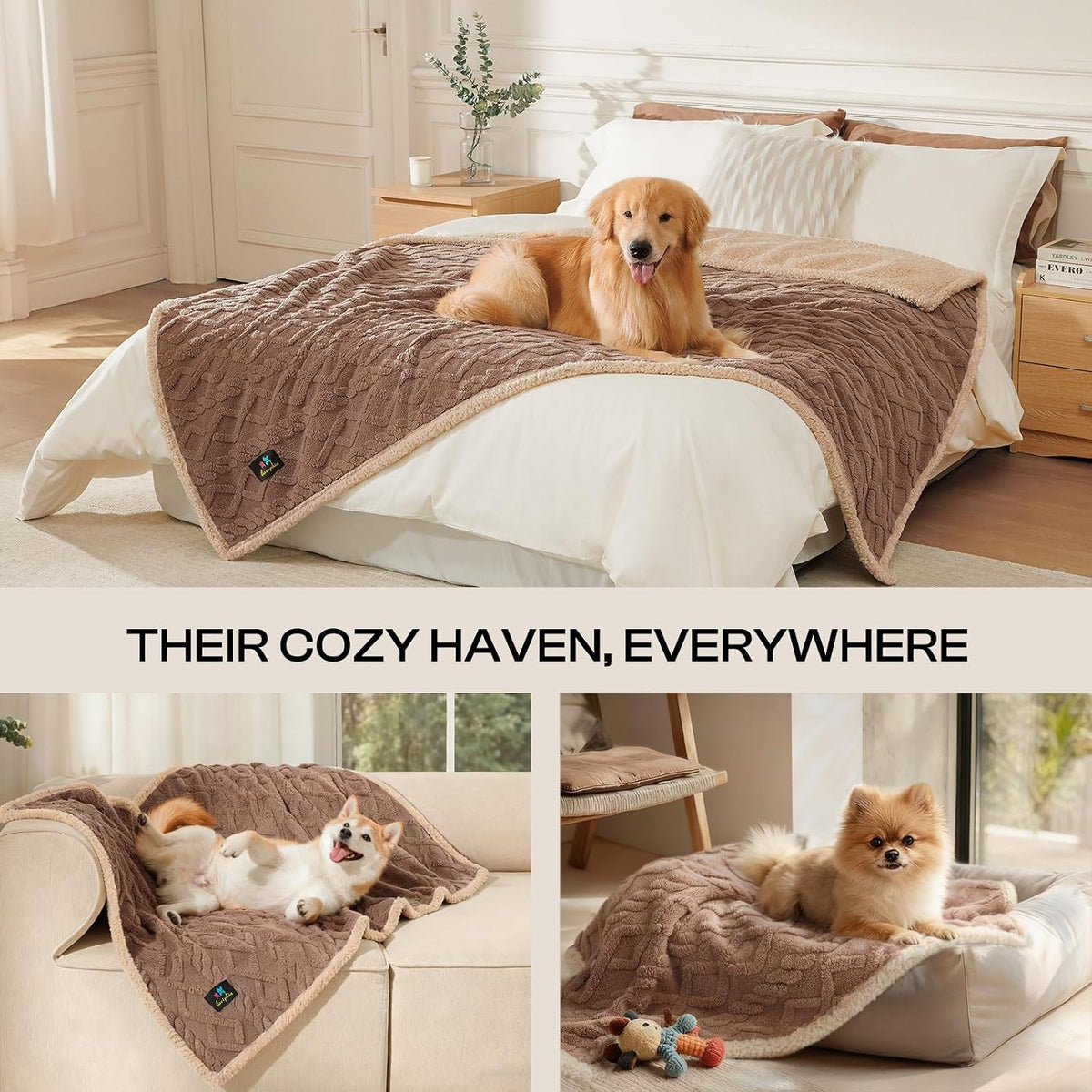 Luciphia Waterproof Dog Blanket - Khaki / XL (85" x57") - image 4