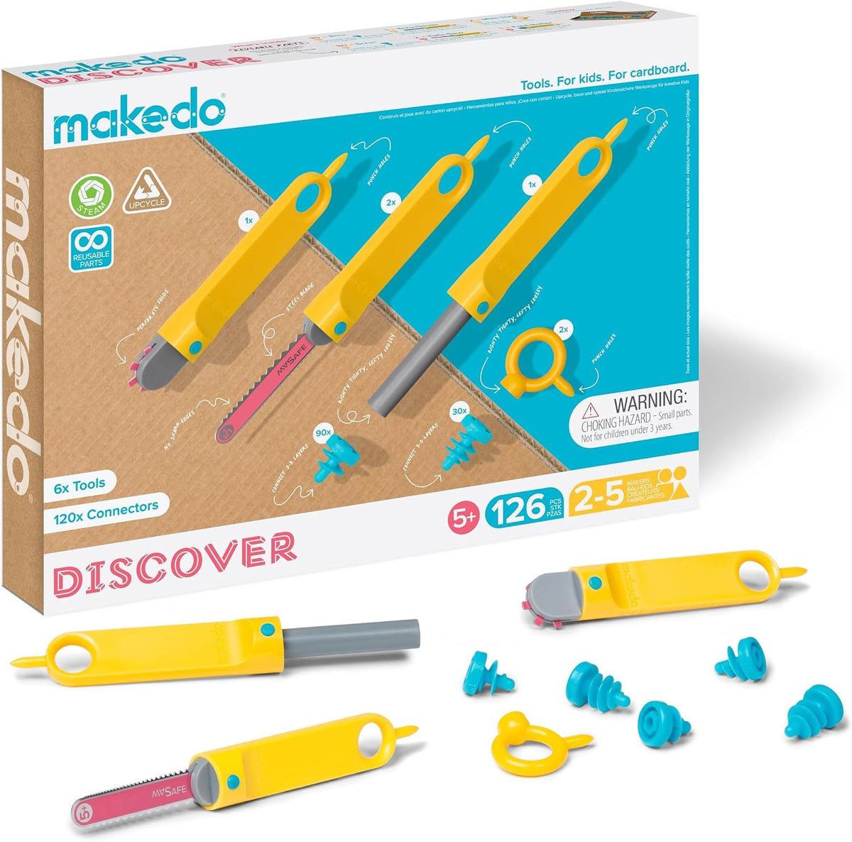 Makedo Discover, Safe Cardboard Construction Tool Kit for Kids