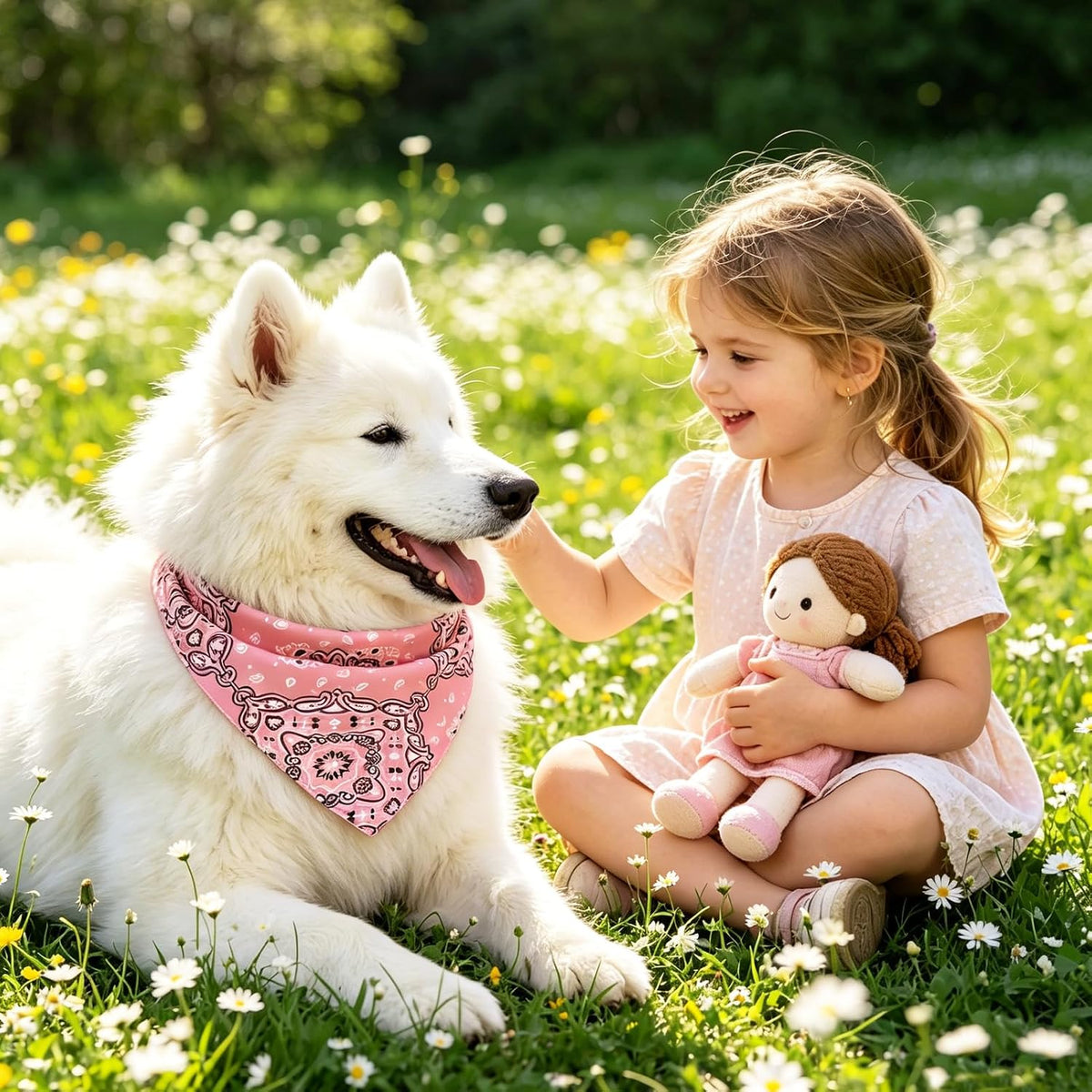 PAWCHIE Dog Bandanas Small Reversible Styles Pet Triangle Scarf Bibs - Vintage Style / Large - image 2
