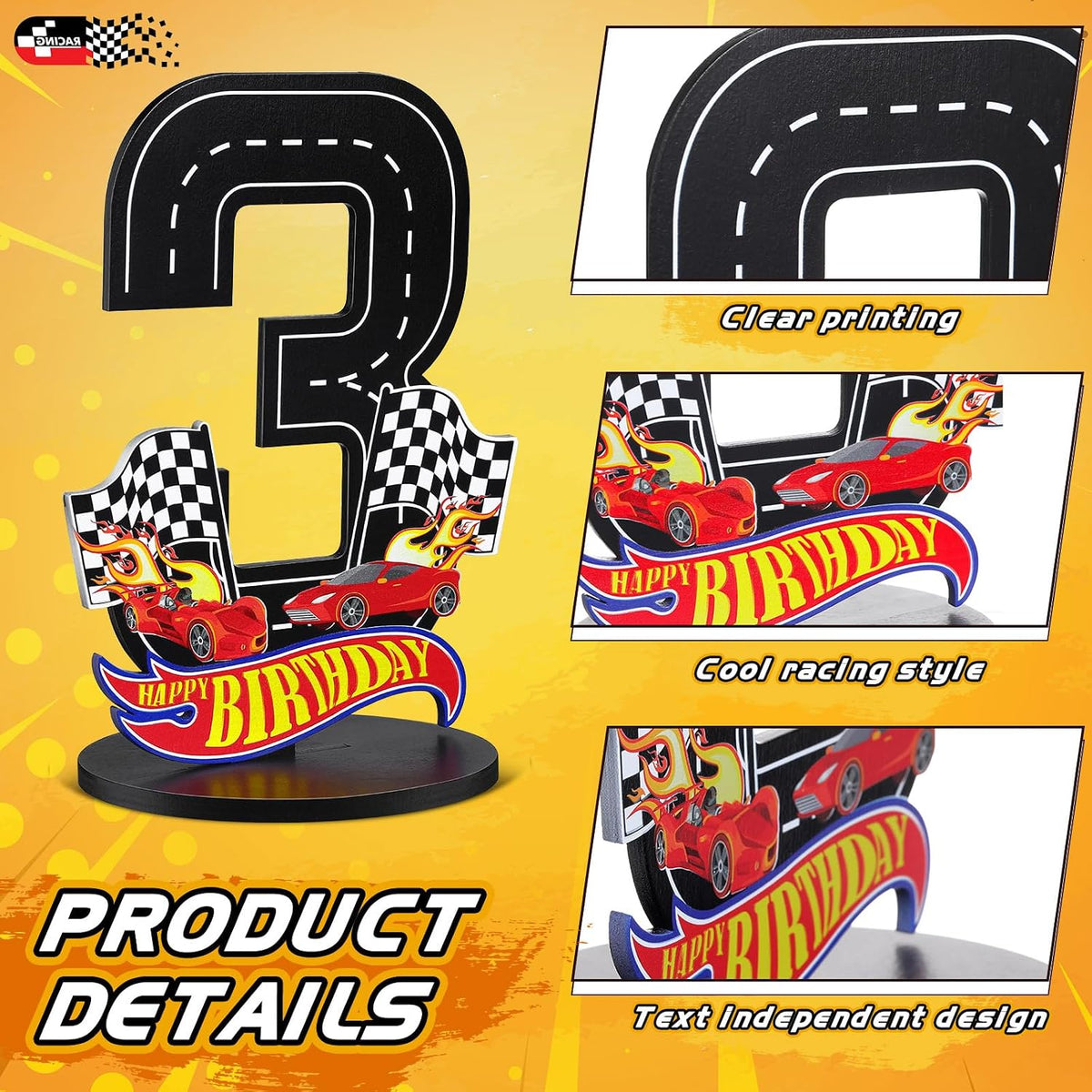 MiniInflat Race Car 5th Birthday Number Sign Centerpiece Race Car - 3rd - image 3