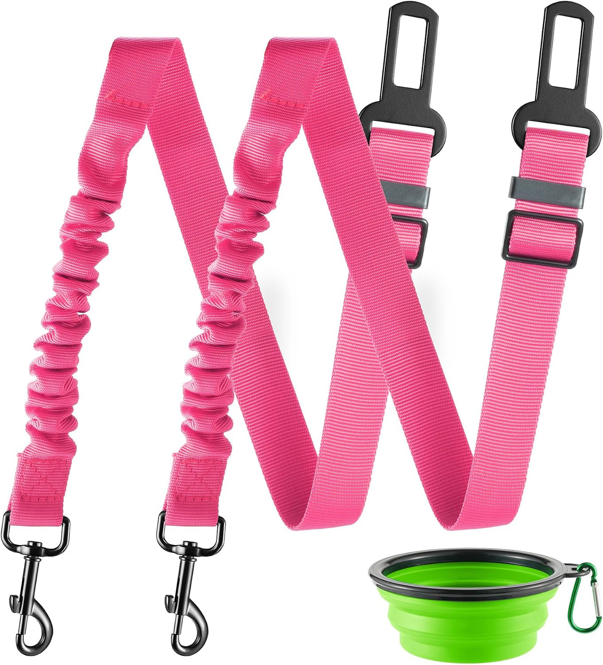 Dog Seat Belt for Car, Retractable Pet Safety Harness - Pink-2PCS