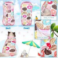 Nuanchu 3 Pieces Cat Recovery Suit Kitten Recovery Suit E-Collar Alternative for Cats and Dogs Abdominal Skin Anti Licking Pajama Clothes Sets(Watermelon Pattern,Medium)