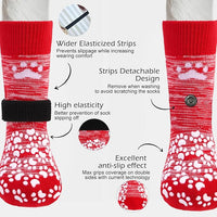 EXPAWLORER Anti Slip Dog Socks, Red, Medium, 4 Count, Fabric, Elastic Band, Dog, Paw Protection, Indoor & Outdoor