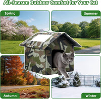 Outdoor Cat House Weatherproof, Large Feral Cat House for Winter - Camouflage / 14.17" x 13.78" x 15.35" - image 2