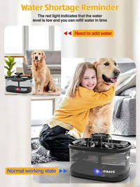 SIBAYS 2.5Gal/9.5L Dog Water Fountain, 3 Flow Modes Pet Water Fountain for Cats, Dog Water Bowl Dispenser with 7" Large Filter & Ultra Quiet Pump, BPA-Free, Ideal for Large Dogs, Multi-pet(FS68)
