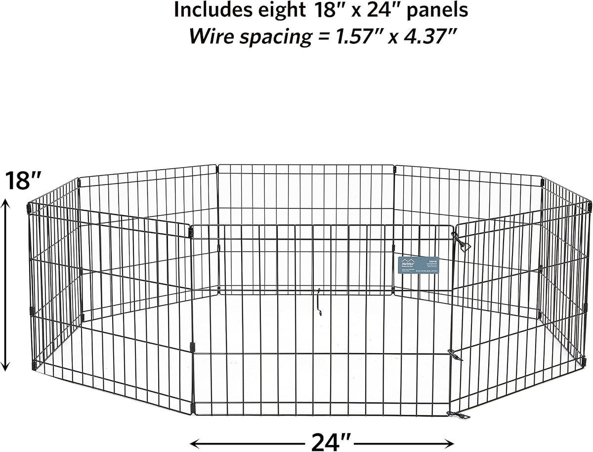MidWest 30-Inch Exercise Pen, Single Door, 16 Sq Ft Play Area – Essentials for Dogs - Black No Door / 18"H - image 4