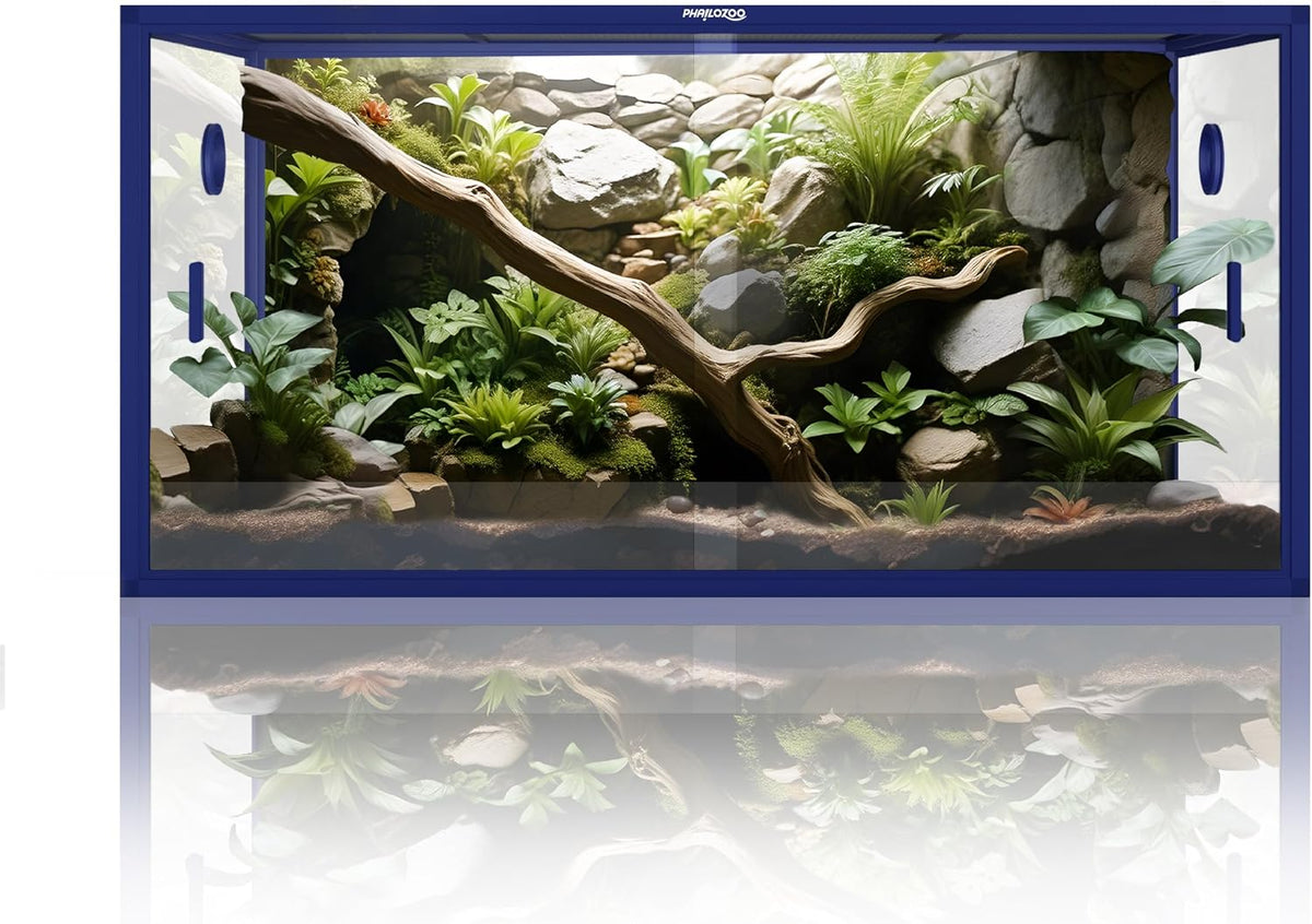 120 Gallon Reptile Tank, Stackable 4x2x2 Reptile Enclosure – Essentials for Reptiles And Amphibians - Dart Blue / 120 Gallon