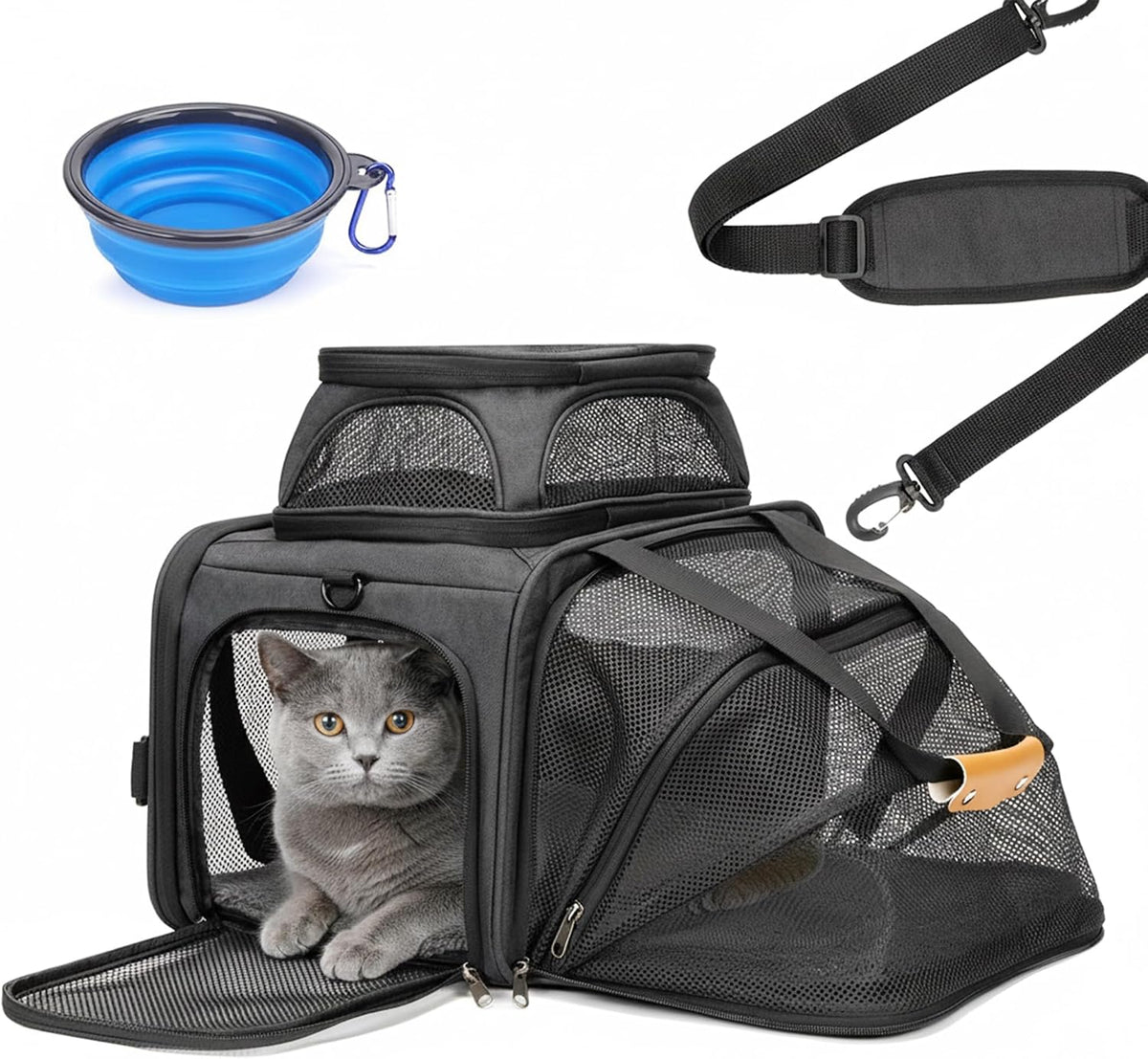 JUNGYOUN Premium Cat Carrier - Dark Grey / 17.0"L x 11.0"W x 11.0"H