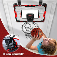 Indoor Basketball Hoop with Electronic Scoreboard & Balls for Kids - Indoor Basketball Hoop-red - image 3