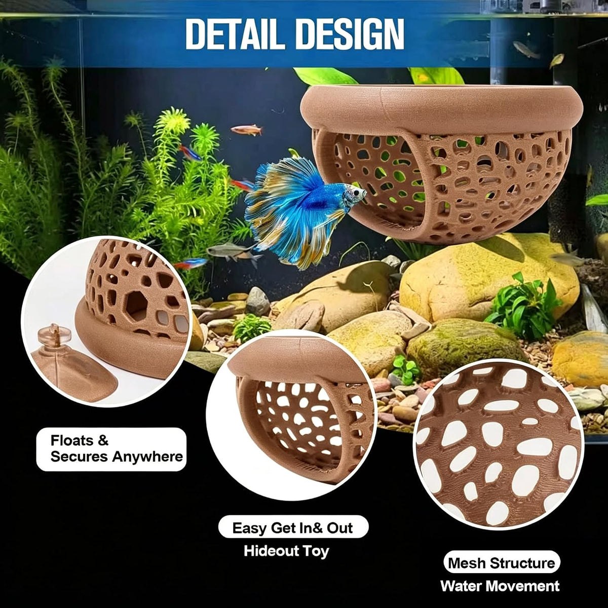 Multi-Functional Betta Hammock Feeding Bed - Brown - image 3