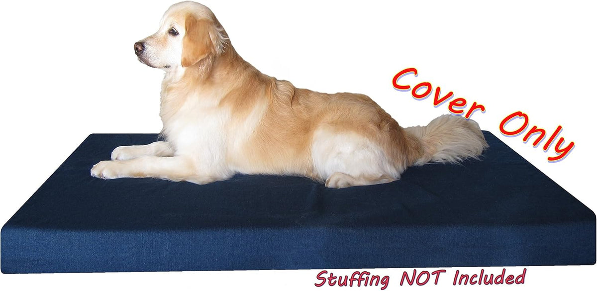 Dogbed4less 40X35X4 Inches Blue Color Durable Denim Jean Dog Pet Bed - 55"X37"X4" - image 2