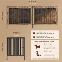 78 Inch Dog Cage Furniture for 2 Large/Medium Dogs with Removable Divider, Extra Large Double Doors Dog Kennel, XXL Thick Wooden Dog cage Furniture, Durable and Sturdy, Brown