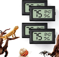 2 PCS Rectangle Reptile Thermometer and Humidity Gauge for Bearded - Black Rectangle 4PCS