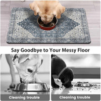 Dog Food Mat for Floors, Absorbent Pet Cat Food Bowl Mat - Bohemia 8 / 12"x20"+18"x24" - image 3