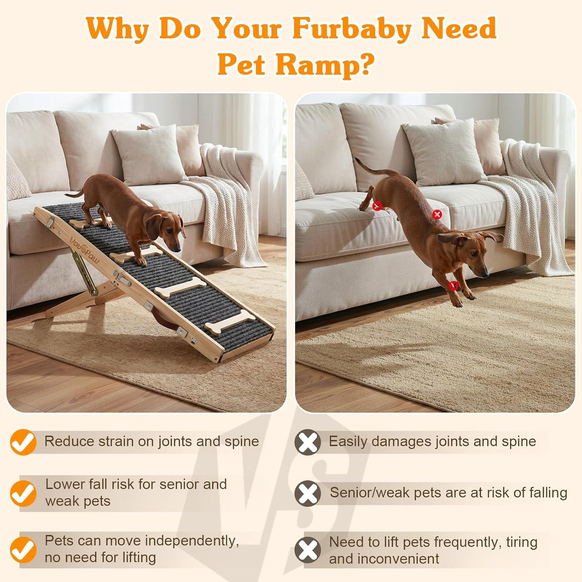 Dog Ramp for Couch, Foldable Dog Ramps for Small Dogs Up to – Essentials for Dogs - Wood - image 3