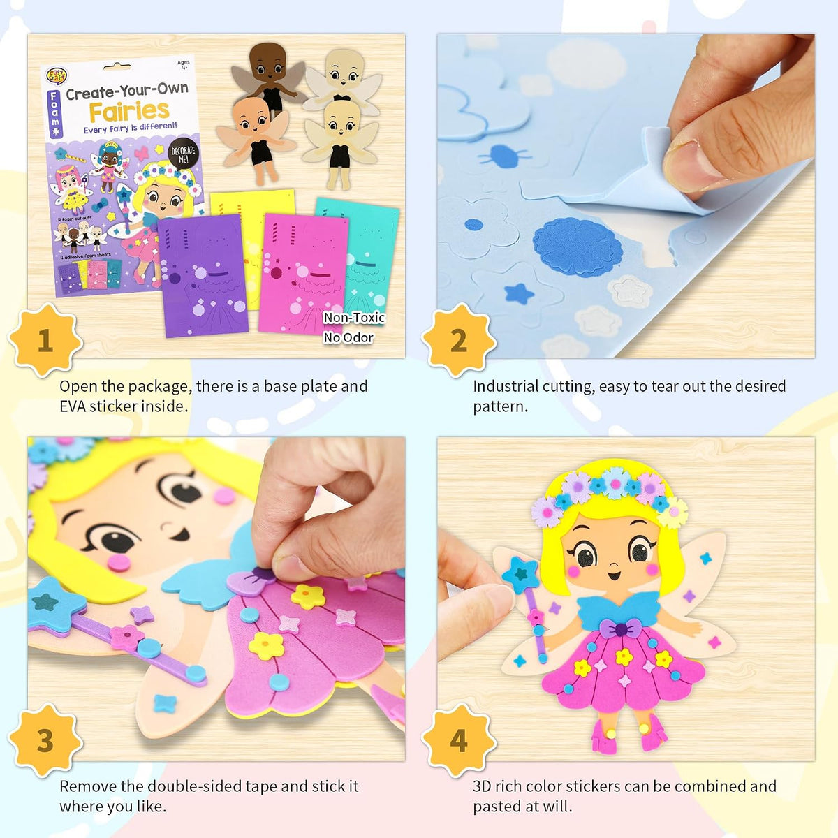 VKPI 4 Butterflies Foam Art Crafts Gift Kit - Fairies - image 2