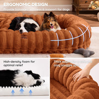 Orthopedic Human Dog Bed, with Faux Fur Washable Cover, Blanket - Burnt Orange / Human Dog Bed (72x40x10) - image 4