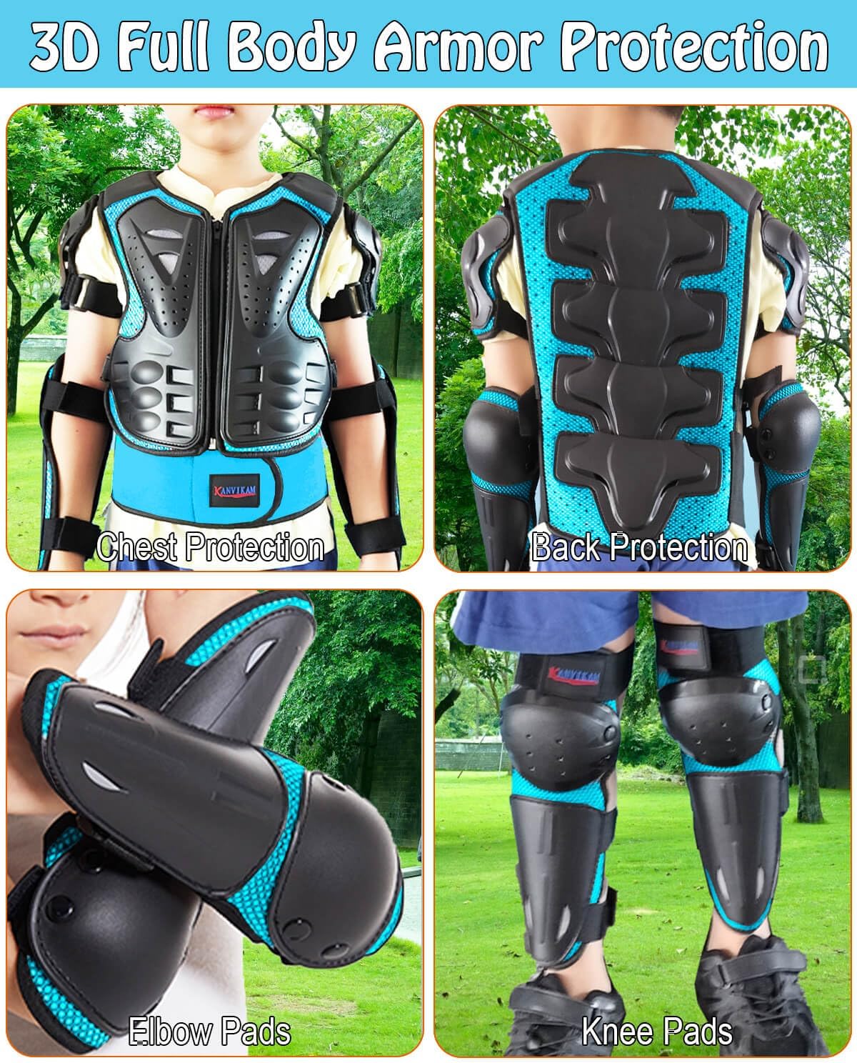 DBaoXiaoMu kids dirt bike gear armor vest suit with chest, back, knee and elbow protection - view 16