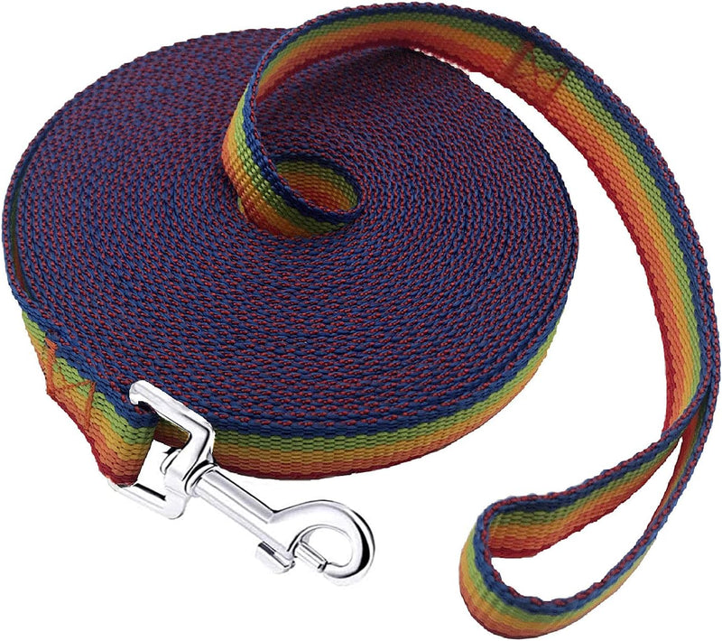 PETGOGO 15ft 20ft 30ft 40ft 50ft Long Dog/Puppy Lead Obedience Recall - 1" x 40FT / Rainbow