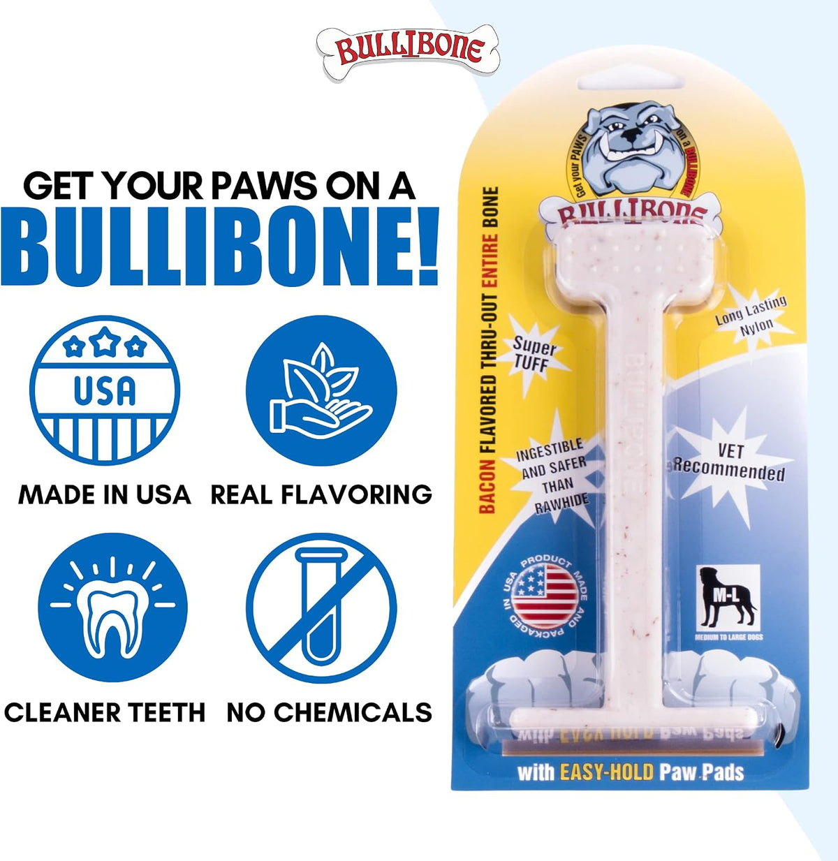 Bullibone Nylon Dog Chew Toy for Aggressive Chewers - Bacon / Small - Single - image 2