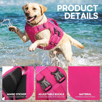 Dog Life Jacket Medium,Ripstop Dog Flotation Vest for Medium Dogs – Essentials for Dogs - XX-Large / Rosered - image 3