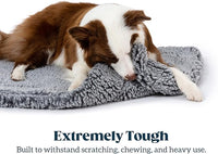 Stoutwool Indestructible Dog Bed - Fluffy Chew Proof Dog Crate Pad - Tough Kennel Pad for Aggressive Chewers - Washable, Ideal for Large Breeds & Fits 36-Inch Crate - 35"x22", Charcoal