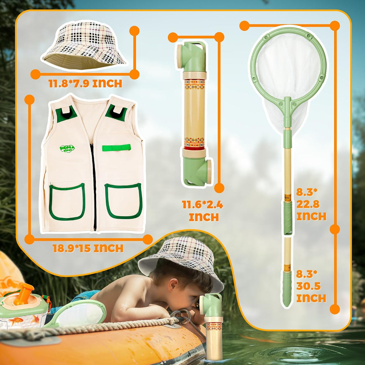 SMILESSKIDDO kids explorer kit with safari vest, hat, bug catcher and magnifying glass - view 2