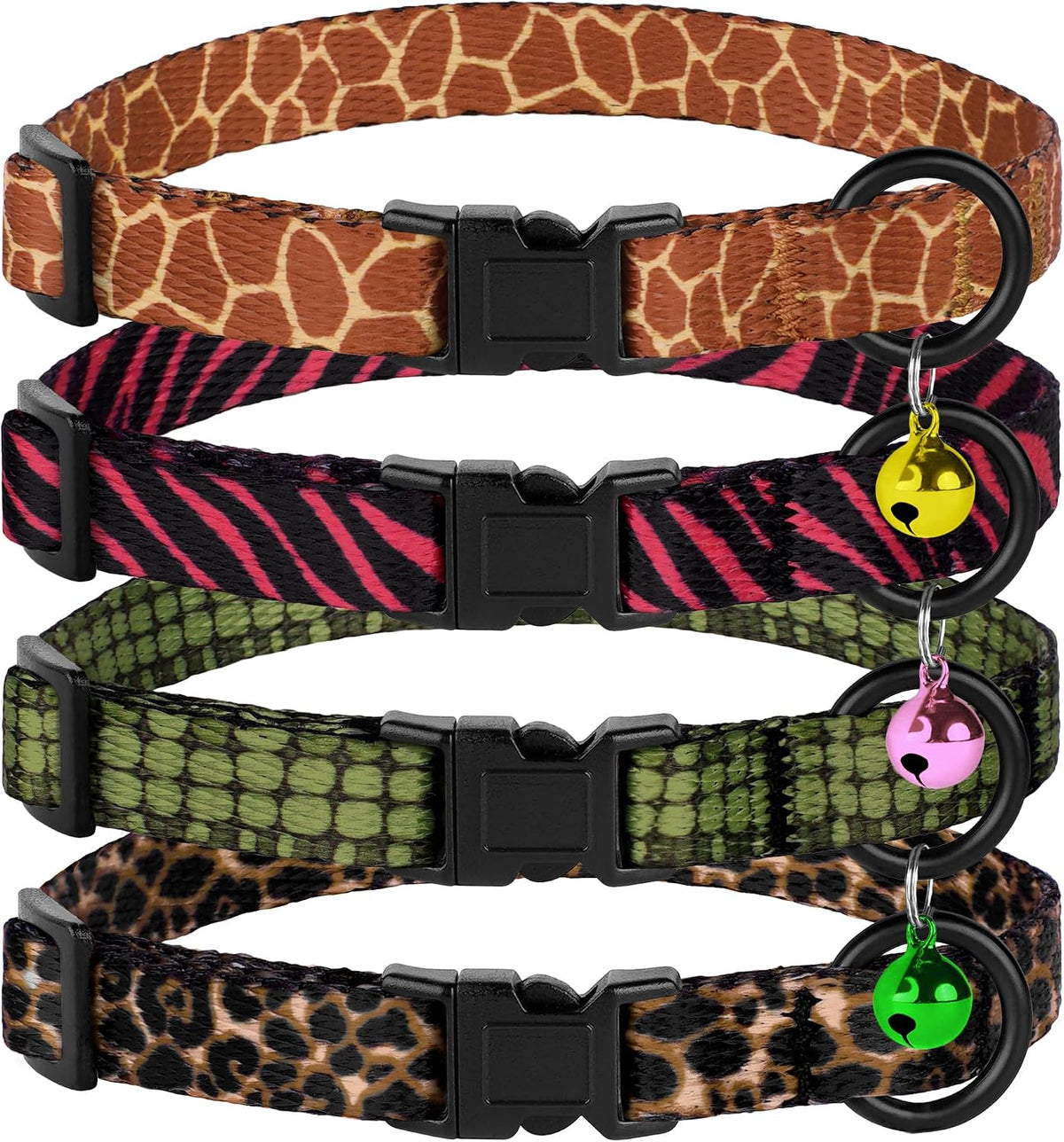 4PCS Breakaway Cat Collars with Bell - Animal Print - image 3