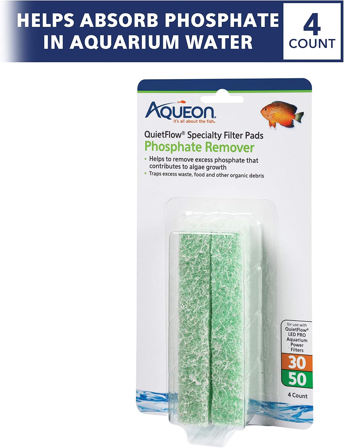 Aqueon QuietFlow LED PRO Ammonia Reducer 4 Count Filter Pads - For Model 30 and 50 / Phosphate - image 2