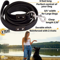 ADITYNA Leather Dog Leash for Large, and Small Dogs - L - 6 ft x 3/4 inch / Black - image 2