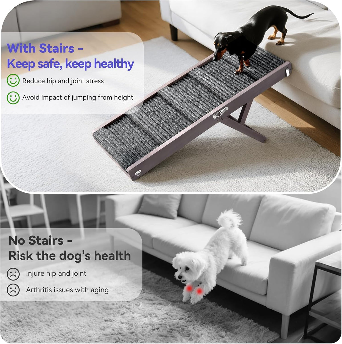 Pawaboo 2026 Upgraded Small Dog Ramp for Couch Foldable - Grey Purple / 80×30cm-for couch - image 3