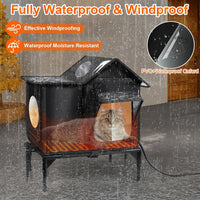 Outdoor Cat House Weatherproof, Heated Cat House - Small-17.3X12.6 X17.2 In - image 3