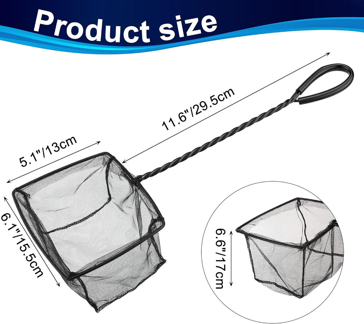 Mogoko 2 Pack Aquarium Net Fish Net Small Net Multi-Size Fine Mesh - 3. Black / 6 Inch - image 3