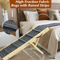 TNELTUEB Large Dog Ramp, 47.2" Long and 15.8" Wide Wooden Folding Portable Pet Ramp, Adjustable from 11.8" to 29.5" with Non-Slip Traction Mat, Dog Ramps for Car, Bed, Couch, Rated for 150 LBS