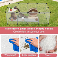 12 Panels Transparent Small Animals Playpen,48" x 24" x 16" Portable Pet Playpen,Plastic Enclosure,Puppy Play Pen for Indoors Outdoor Pet Fence for Guinea Pigs,Bunny,Ferrets,Hamsters,Hedgehogs