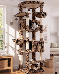 Globlazer 74in Heavy Duty Cat Tree Tower for Indoor Cats Large Adult - Leopard Print / 74inch