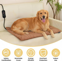 Cat Heating Pad, Heated Cat Bed, 5 Temps & Timer - Brown / XL: 31.5" x 23.4" - image 3